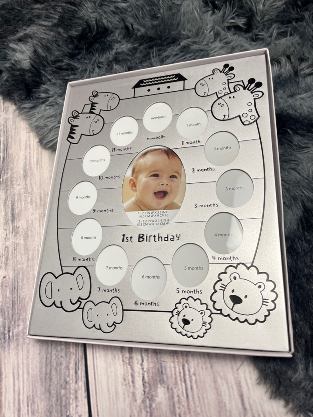 1st Year Baby Milestone Photo Frame - Silver